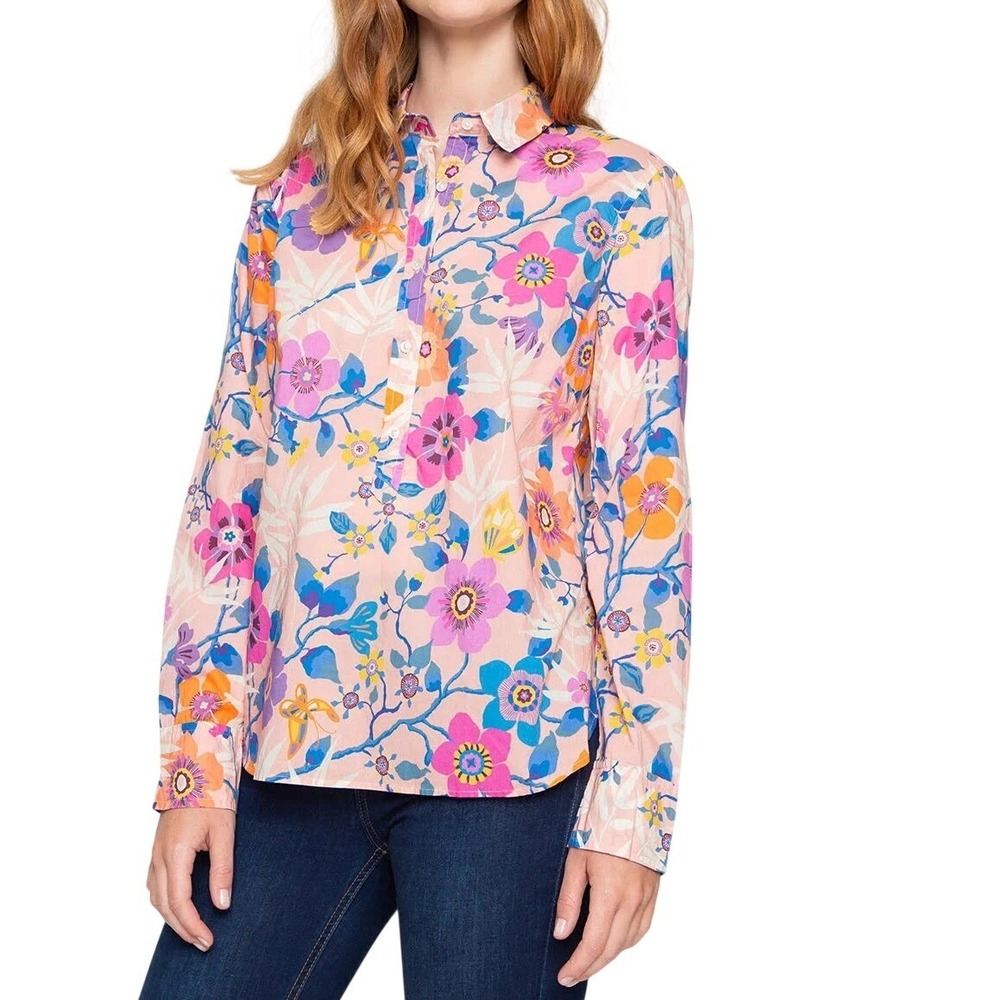 J. Crew  Liberty Cotton Floral Classic Popover Shirt Top Pavilion Pink Size‎ 6